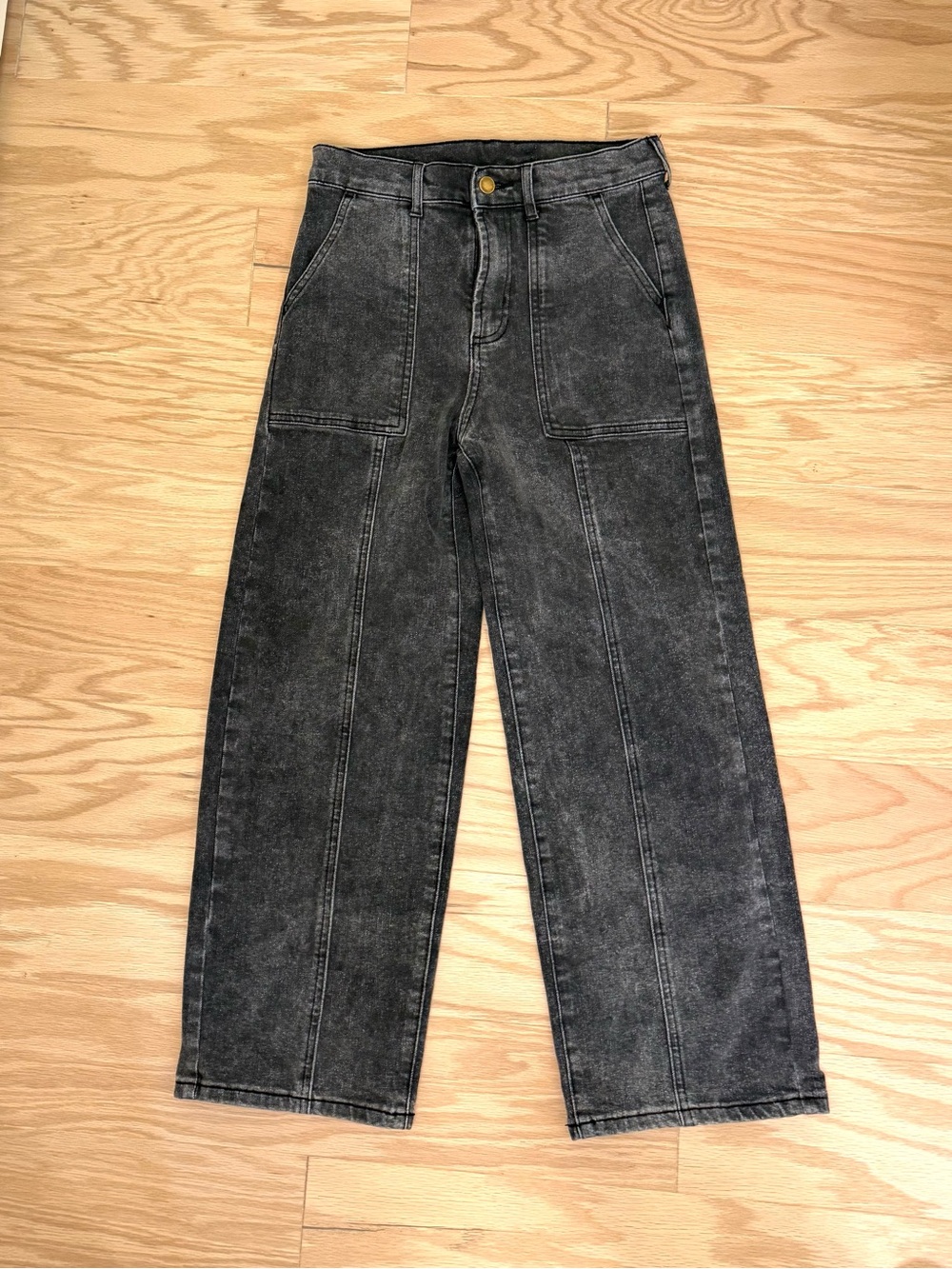 Miou Muse High-Rise Black Washed Wide-Leg Jeans for Women Size Small